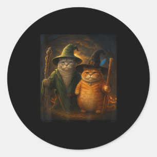 Grappige kat Halloween kat meme tovenaar kat raar  Ronde Sticker