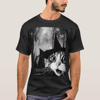 Grappige Kat Halloween Spooky Kat Selfie en Heksen T-shirt