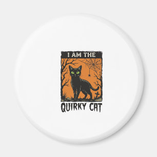 Grappige kat Halloween Vintage Gravure T-Shirt Des Magneet