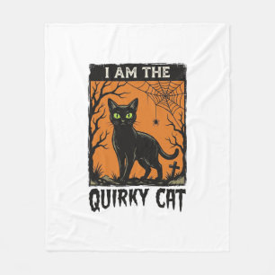 Grappige kat Halloween Vintage Gravure T-Shirt Ont Fleece Deken