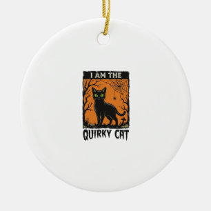 Grappige kat Halloween Vintage Gravure T-Shirt Ont Keramisch Ornament