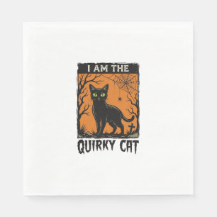 Grappige Kat Halloween Vintage Gravure T-Shirt Ont Servet