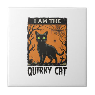 Grappige kat Halloween Vintage Gravure T-Shirt Ont Tegeltje