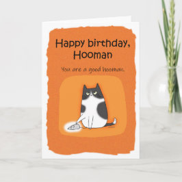 Grappige kat Happy Birthday Hooman Kattenliefhebbe Kaart