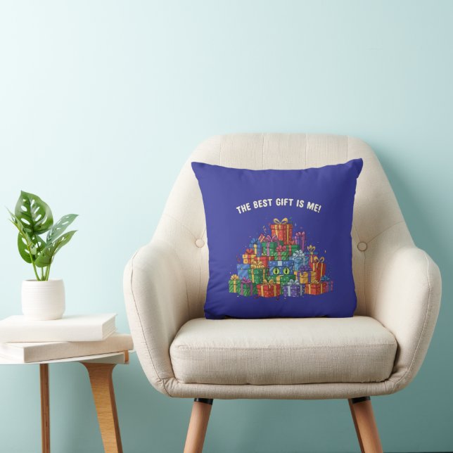 Grappige Kat "Het Beste Geschenk Is Ik" Verjaardag Kussen (Stoel)