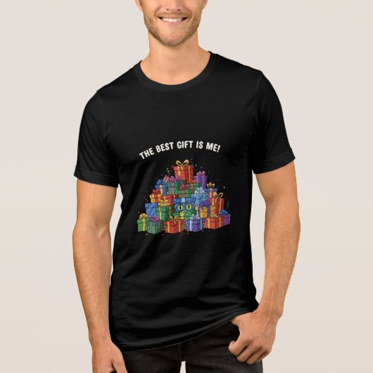Grappige Kat "Het Beste Geschenk Is Ik" Verjaardag Tri-Blend Shirt (Voorkant)