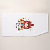 Grappige Kat Hete Choco Seizoen Prettig Kerstfeest Badhanddoek (Badhanddoek)