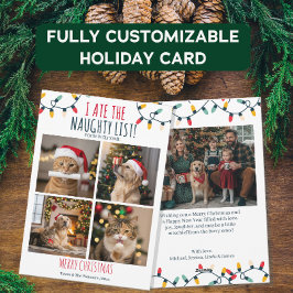 Grappige Kat Hond Ondeugende Lijst Aangepaste Kers Feestdagenkaart