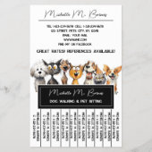 Grappige Kat Hond Walker Sitter Zwart Wit Tearoff Flyer (Voorkant)