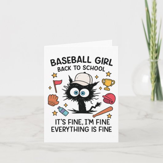 Grappige Kat Honkbal Meisje Het Is Goed Ik Ben Goe Kaart (Voorkant)