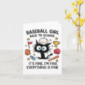 Grappige Kat Honkbal Meisje Het Is Goed Ik Ben Goe Kaart (Gele Bloem)
