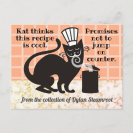 Grappige kat hoofdgerecht kookboek receptenkaart briefkaart