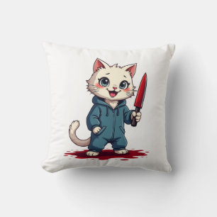 Grappige kat horrorfilms Mooie Halloween voor kat  Kussen