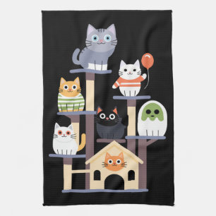 Grappige kat horrorfilms Mopshond Halloween kat Ki Theedoek
