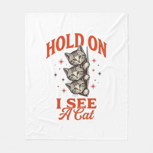 Grappige Kat Hou Vol Ik Zie Een Kat Vintage Shirt  Fleece Deken