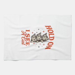Grappige Kat Hou Vol Ik Zie Een Kat Vintage Shirt Theedoek