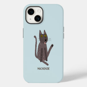 Grappige kat humor gepersonaliseerd iPhone 14 hoesje