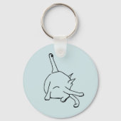 Grappige kat humor lijn tekening kunst sleutelhanger (Achterkant)