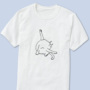 Grappige kat humor lijnkunst t-shirt