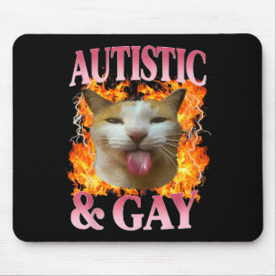 Grappige kat humor spreuk autistische en homokat m muismat