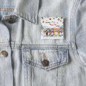 Grappige Kat Humor Waterverf Cartoon Kerst Vierkante Button 5,1 Cm (In situ)