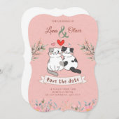 Grappige kat huwelijksuitnodiging kaart (Voorkant / Achterkant)