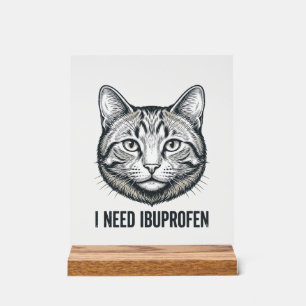 Grappige Kat Ibuprofen Vintage Gravure Ontwerp_1 Acryl Bord