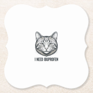 Grappige Kat Ibuprofen Vintage Gravure Ontwerp_1 Kartonnen Onderzetters