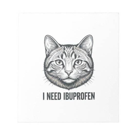 Grappige Kat Ibuprofen Vintage Gravure Ontwerp_1 Notitieblok (Voorkant)