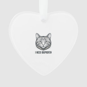 Grappige Kat Ibuprofen Vintage Gravure Ontwerp_1 Ornament