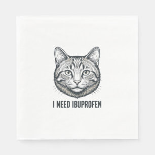Grappige Kat Ibuprofen Vintage Gravure Ontwerp_1 Servet