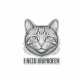 Grappige Kat Ibuprofen Vintage Gravure Ontwerp_1 Sticker (Voorkant)