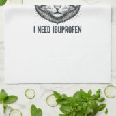 Grappige Kat Ibuprofen Vintage Gravure Ontwerp_1 Theedoek (Gevouwen)