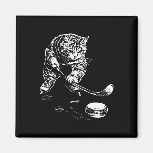 Grappige kat ijshockey grafiek magneet (Voorkant)