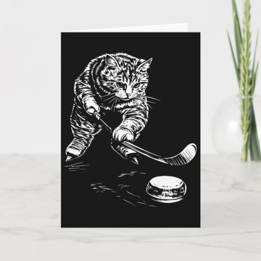Grappige Kat IJshockey Grafisch Kaart (Voorkant)