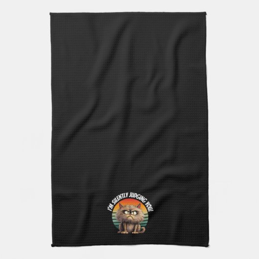 Grappige kat Ik ben stil oordelen u hand Theedoek (Verticaal)