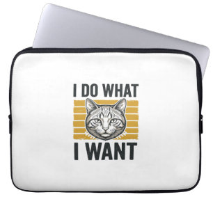 Grappige Kat Ik Doe Wat Ik Wil Vintage Gravure Shi Laptop Sleeve