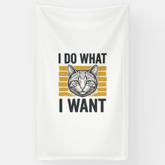 Grappige Kat Ik Doe Wat Ik Wil Vintage Gravure Shi Spandoek