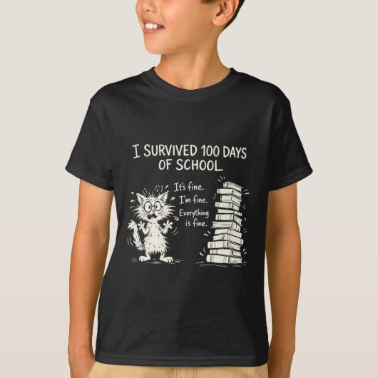 Grappige Kat Ik Heb 100 Dagen School T-Shirts Thee (Voorkant)