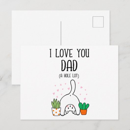 Grappige Kat Ik Hou Superdol Van Jou Papa Briefkaart (Voorkant / Achterkant)