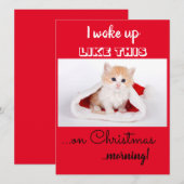 Grappige Kat Ik Werd Deze Kerst Zo Wakker Feestdagenkaart (Voorkant / Achterkant)