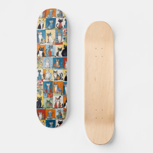 Grappige kat illustraties persoonlijk skateboard