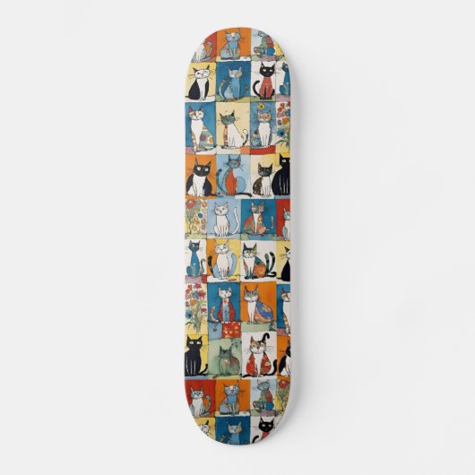 Grappige kat illustraties persoonlijk skateboard (Voorkant)