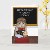 Grappige kat in Argyle Trui Verjaardag voor de ler Kaart (Gele Bloem)