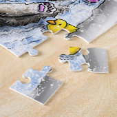 Grappige kat in bad kat 761 badkamer kunst legpuzzel (Zijkant)