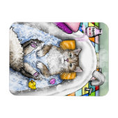 Grappige kat in bad kat 761 badkamer kunst magneet (Horizontaal)