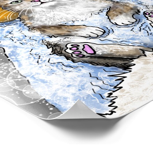 Grappige kat in bad kat 761 badkamer kunst poster (Hoek)