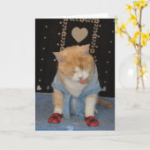  grappige kat in badjas wordt beter kaart (Gele Bloem)