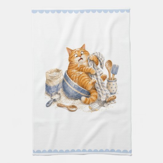 Grappige kat in de keuken theedoek (Verticaal)