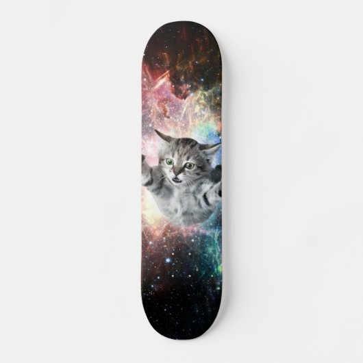 Grappige kat in de ruimte persoonlijk skateboard (Voorkant)